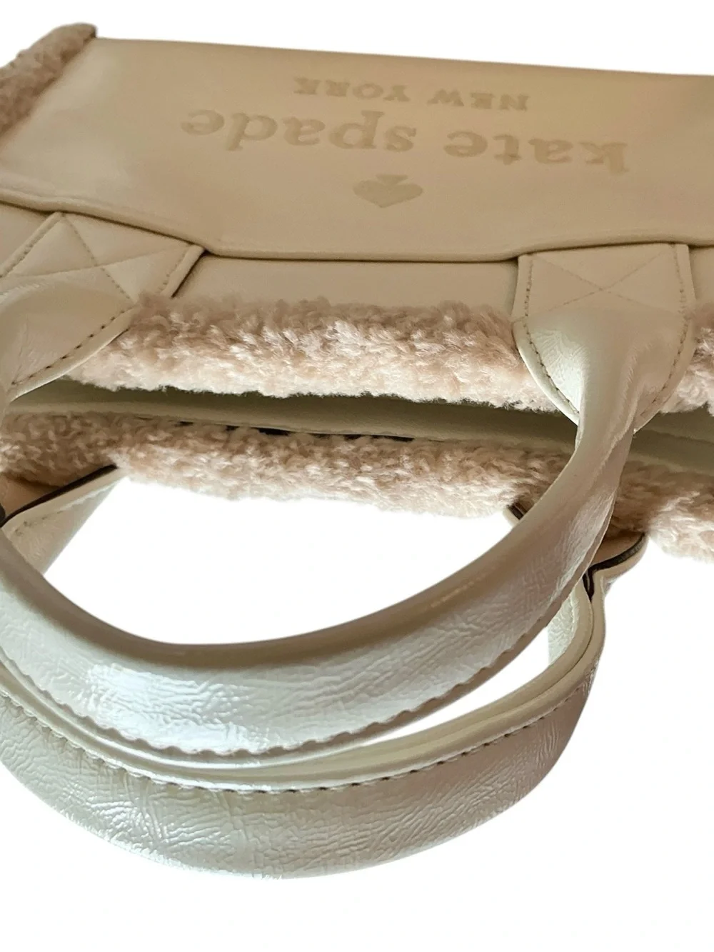 Kate Spade Jett Faux Shearling Small Tote Meringue Crossbody KE516